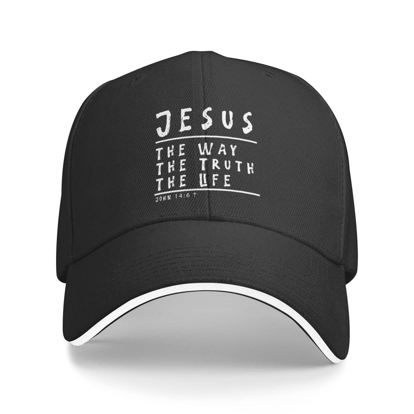 Jesus is The Way The Truth The Life Adjustable Trucker Hat Baseball Cap Men and Women Adjustable Casual Duck Tongue Hat Black