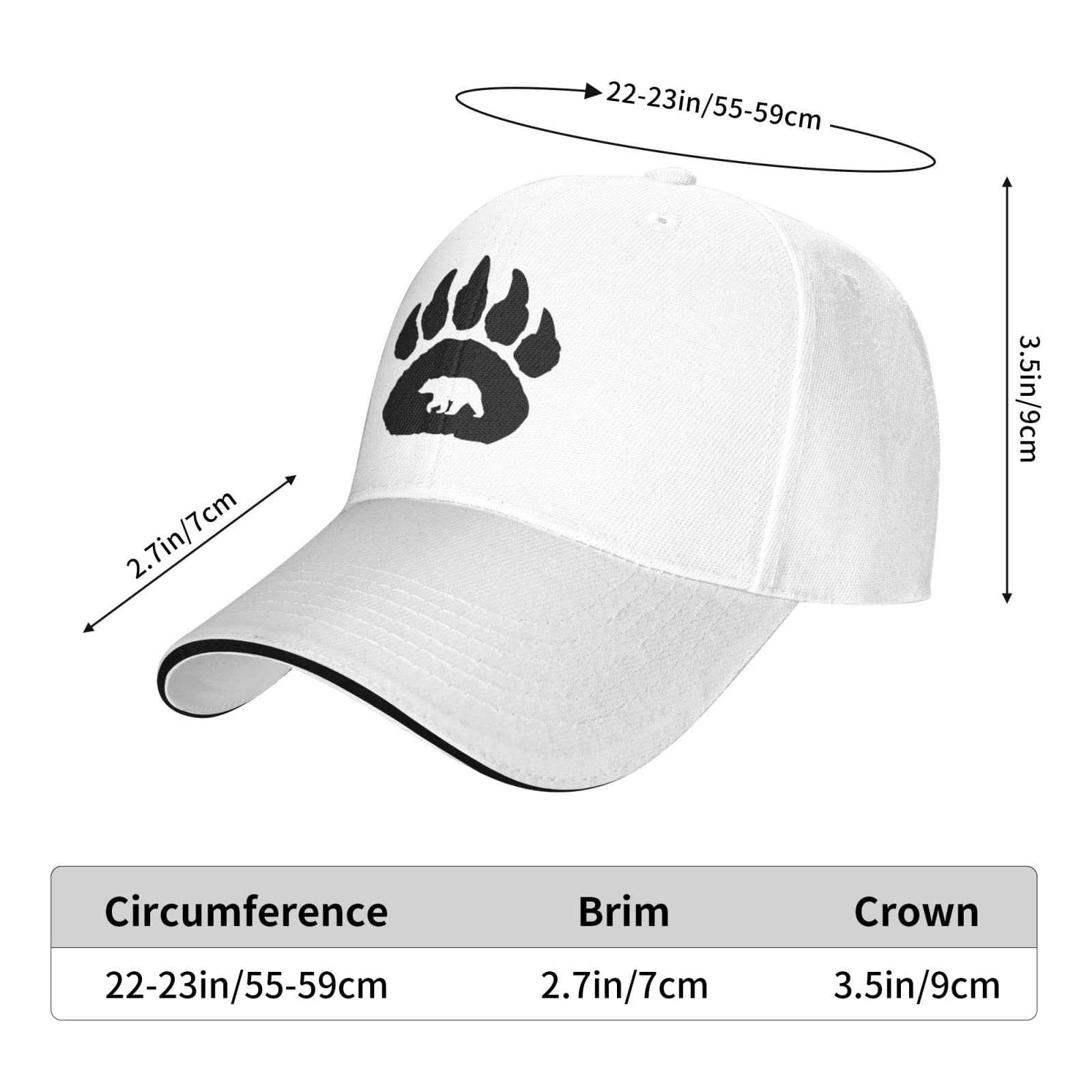 Native American Bear Claw Adjustable Trucker Hat Baseball Cap Men and Women Adjustable Casual Duck Tongue Hat White