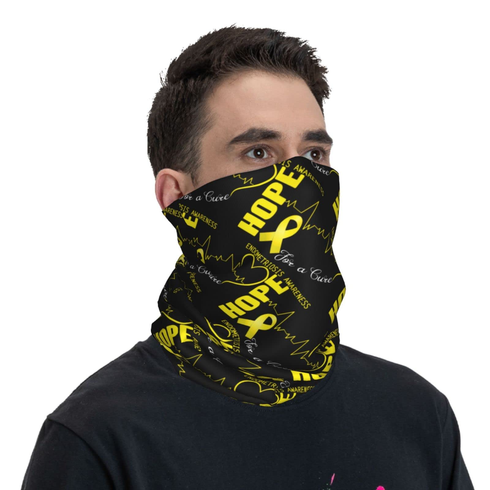 POOEDSO Breathable Hope for A Cure Ewings Sarcoma Awareness Neck Gaiter Double Sided Printing Multipurpose Balaclava Face Masks for Men Women Bandanas Sports Mask White