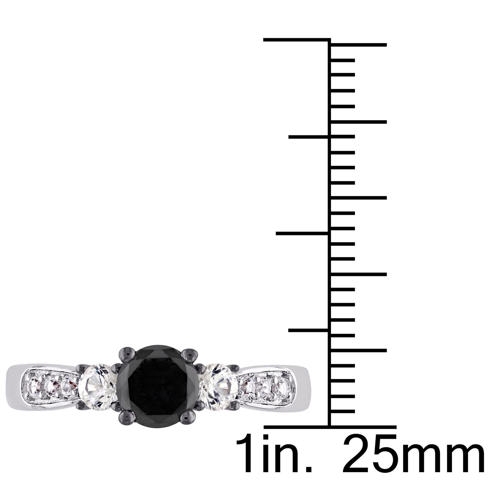 Seemadiamondimpex 2.00 Ct Round Cut Black Simulated Diamond Three Stone Engagement Ring 14K White Gold Plated (11)