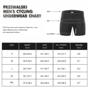 Przewalski Mens Cycling Underwear Shorts 4D Padded Bike Bicycle Undershorts MTB Liner Biking Underpants Black