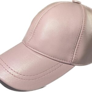 Leather Hat Adjustable Men's Genuine Leather Plain Baseball Cap for Outdoor Sports Hat Classic Referee Cap Pink