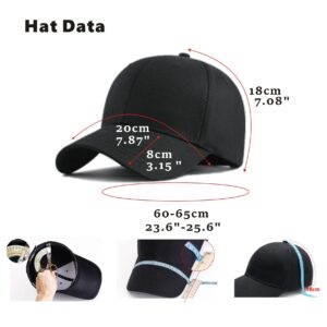 MUNULA Oversize Baseball Cap XXL Big Head Hats for Men Large Head Hats Dad Hat Adjustable 23.6"-26.8" (Black)