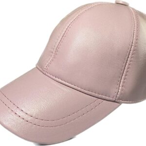 Leather Hat Adjustable Men's Genuine Leather Plain Baseball Cap for Outdoor Sports Hat Classic Referee Cap Pink