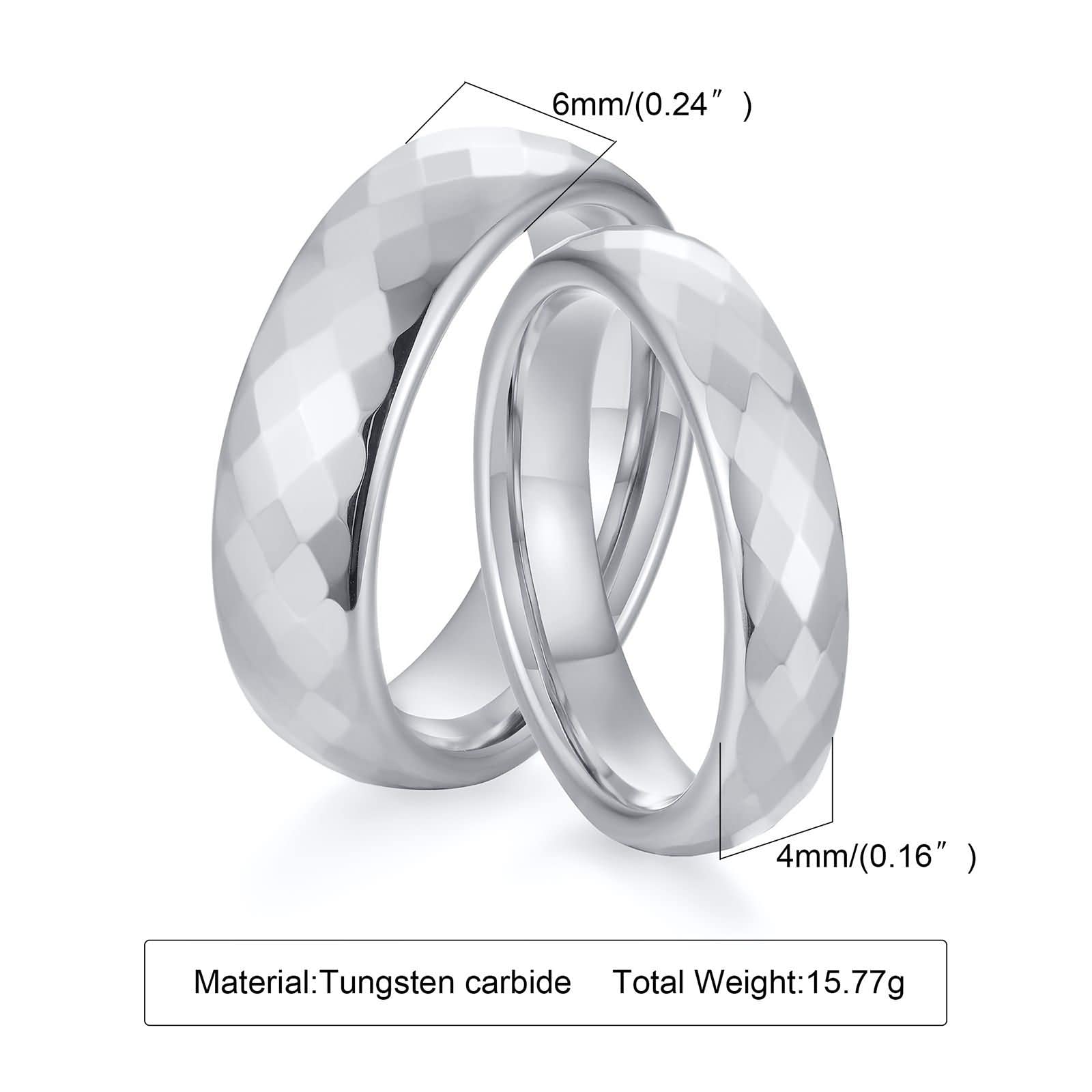 Homxi Wedding Band Engravable Wedding Rings for Couples,Couples Rings Tungsten 4/6MM Silver Ring with Polished Round Ring for Couples Size Women 6 + Men 9