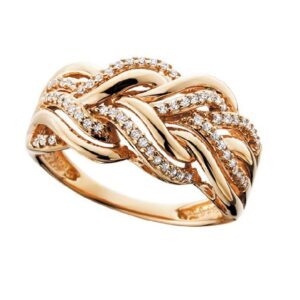 DCFSHEE Fashion Celtic Knot Rings, Line WideTwisted Knot Ring 18k Yellow Gold Plated Half Infinity Band Statement Rings (US size 8)