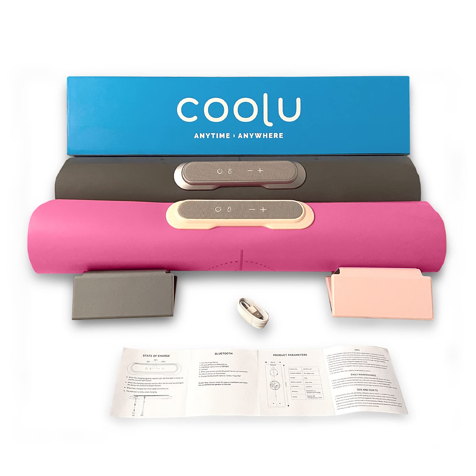 COOLU Innovative Yoga Mat For Home Workout And Outdoor Exercises - Non-Slip Thick Yoga Mat for Fitness, Pilates, Stretching - Eco Friendly Pink Yoga Mat For Working Out for Women and Men