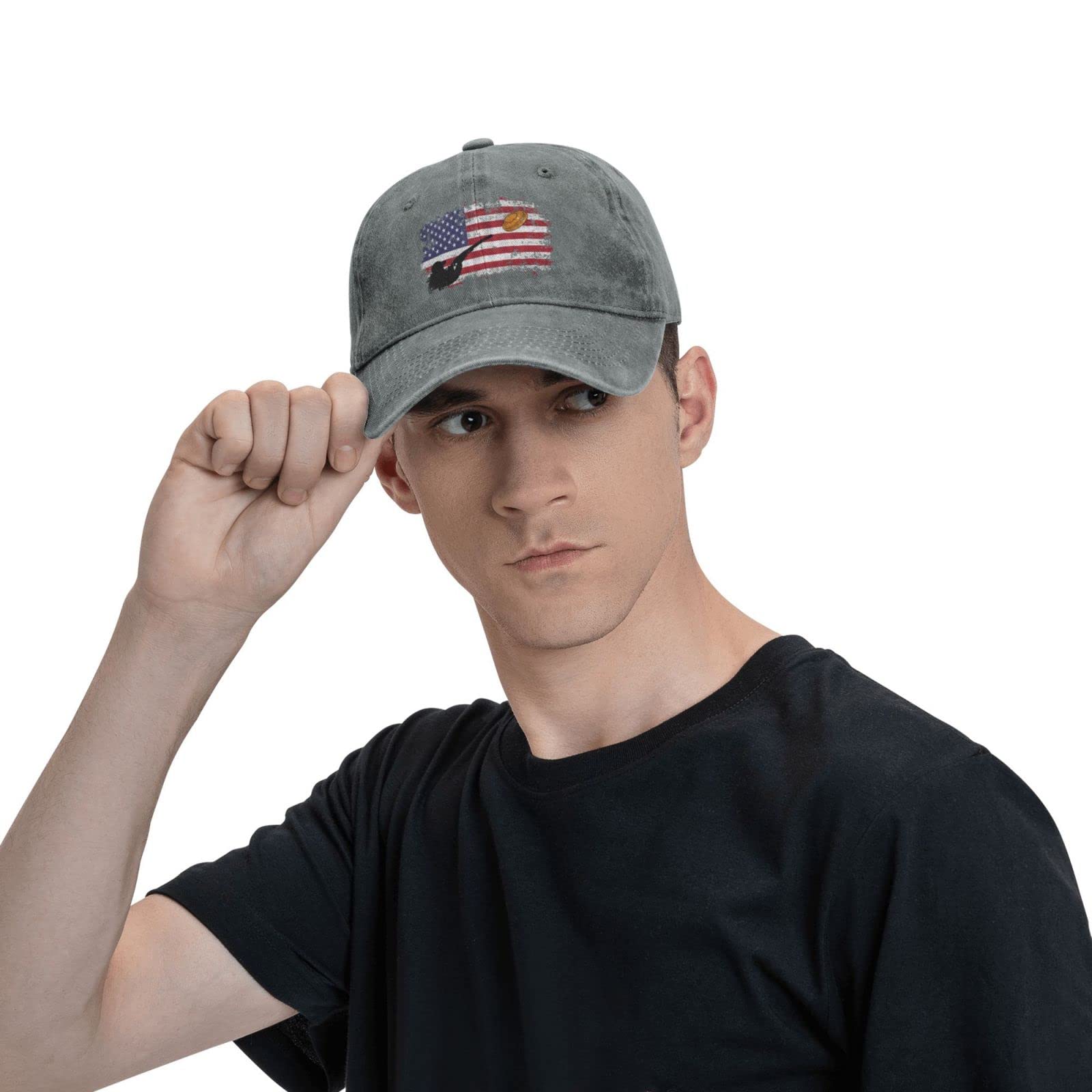 Skeet Shooting USA Flag Trap Shooting Clay Pigeon Unisex Baseball Cap Cotton Fits Men Women Washed Denim Adjustable Dad Hat