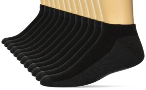 hanes men's, x-temp cushioned no show socks, 12-pack, black, 12-14