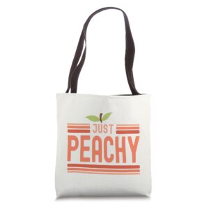 Just Peachy Cute Adorable Summer Peach Food Pun Tote Bag