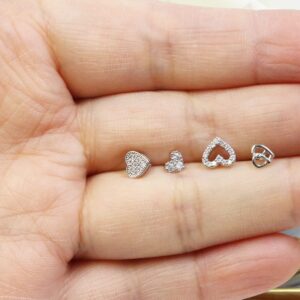 FLOGWE 20G 4PCS Nose Ring Studs 316L Heart Nose Ring Studs Heart Nose Stud Surgical Steel CZ L-Shaped Piercing Jewelry……