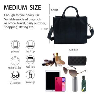 UMAJACCA Tote Bag for Women, Leather Crossbody Bag, Handbag for travel, School and Party(Black Medium)