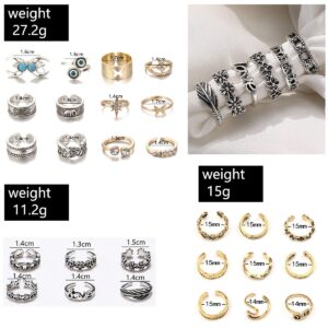 Acruccen 27 Pcs Open Toe Rings Set for Women Adjustable Vintage Retro Toe Ring Summer Beach Foot Jewelry Boho Knuckle Finger Tail Rings