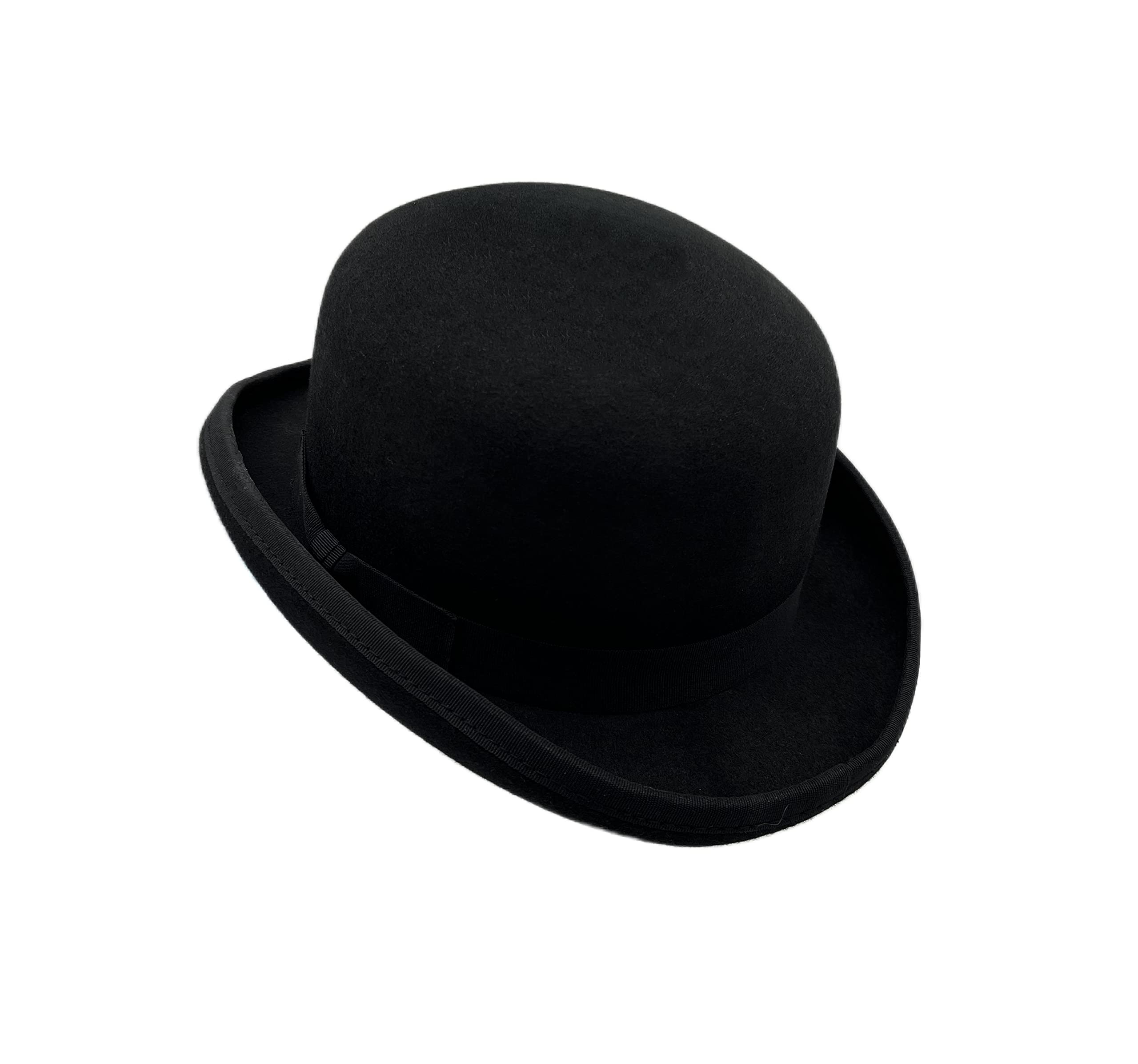 Black Bowler Hat for Men 100% Wool Derby Hat Mens Dress Hat Fedora Hats for Men Top Hat for Costumes