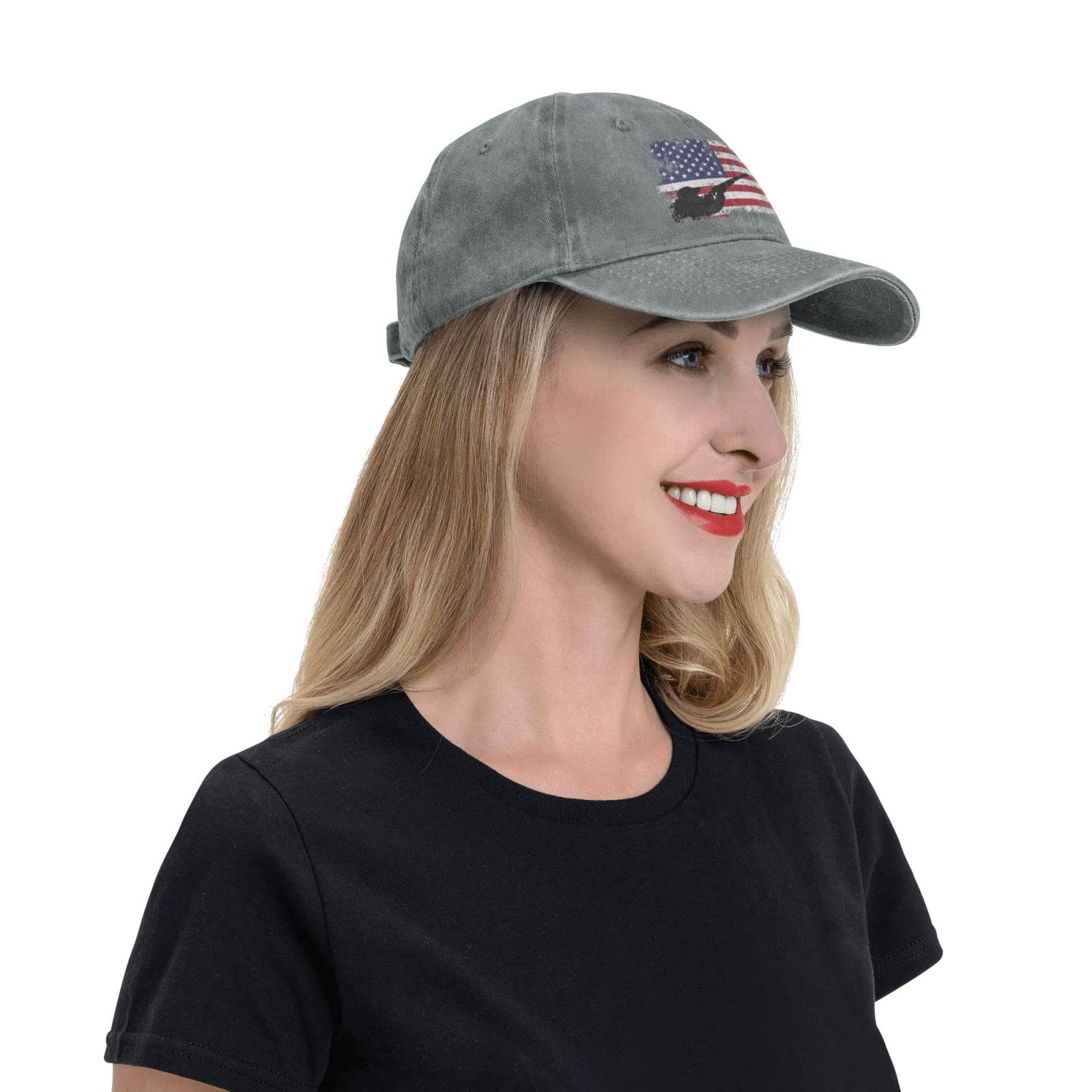 Skeet Shooting USA Flag Trap Shooting Clay Pigeon Unisex Baseball Cap Cotton Fits Men Women Washed Denim Adjustable Dad Hat