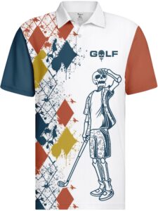 pagymo golf shirts for men hawaiian crazy funny print mens polo shirt skull shirts, x-large, aop-polo-13582