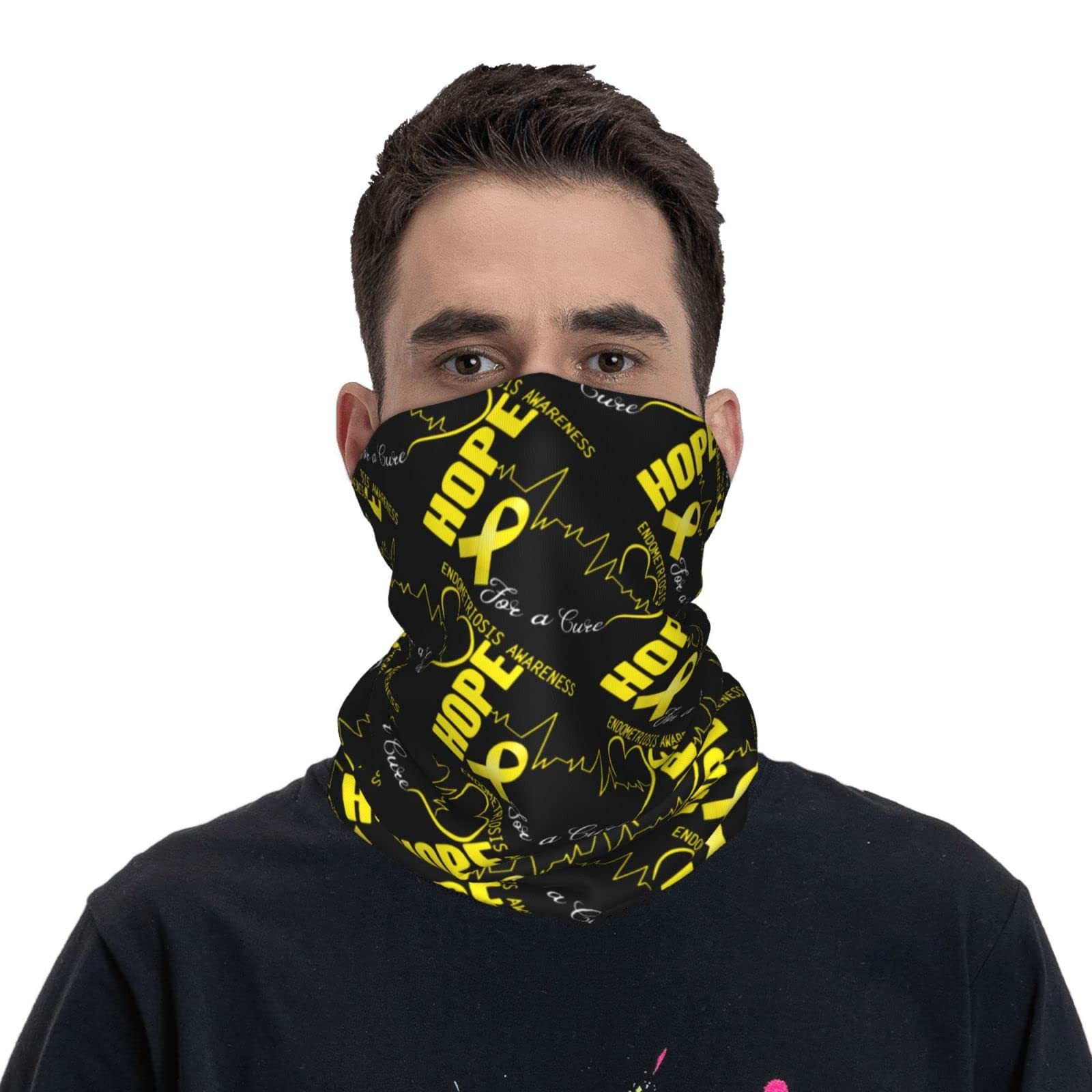 POOEDSO Breathable Hope for A Cure Ewings Sarcoma Awareness Neck Gaiter Double Sided Printing Multipurpose Balaclava Face Masks for Men Women Bandanas Sports Mask White