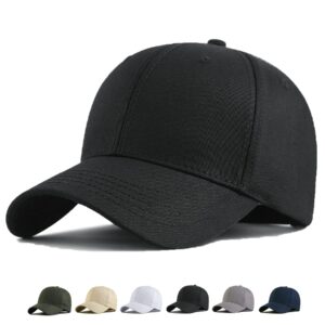 MUNULA Oversize Baseball Cap XXL Big Head Hats for Men Large Head Hats Dad Hat Adjustable 23.6"-26.8" (Black)