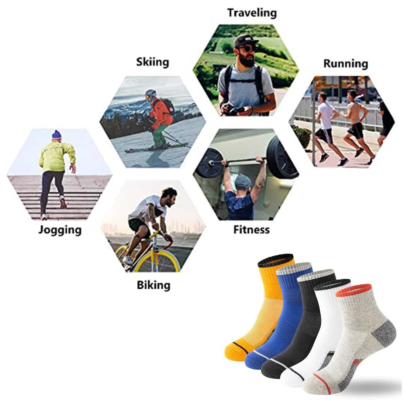 PADFOM Mens Athletic Ankle Socks Low Cut Cushioned Breathable Running Sports Socks 5 Pack