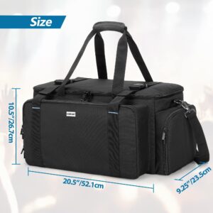 HODRANT Large DJ Gig Bag, Travel DJ Cable File Case with Padded Bottom & Detachable Dividers, DJ Gear Storage Organizer for Microphones, 14" Laptop, Sound Equipment & Music Instrument, Black, Bag Only