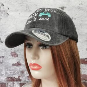 Hepandy Embroidered Side by Side Hair Don't Care Trucker Hat, Embroidery Mesh Baseball Cap for Kids Women Men, Adjustable Dad Hat