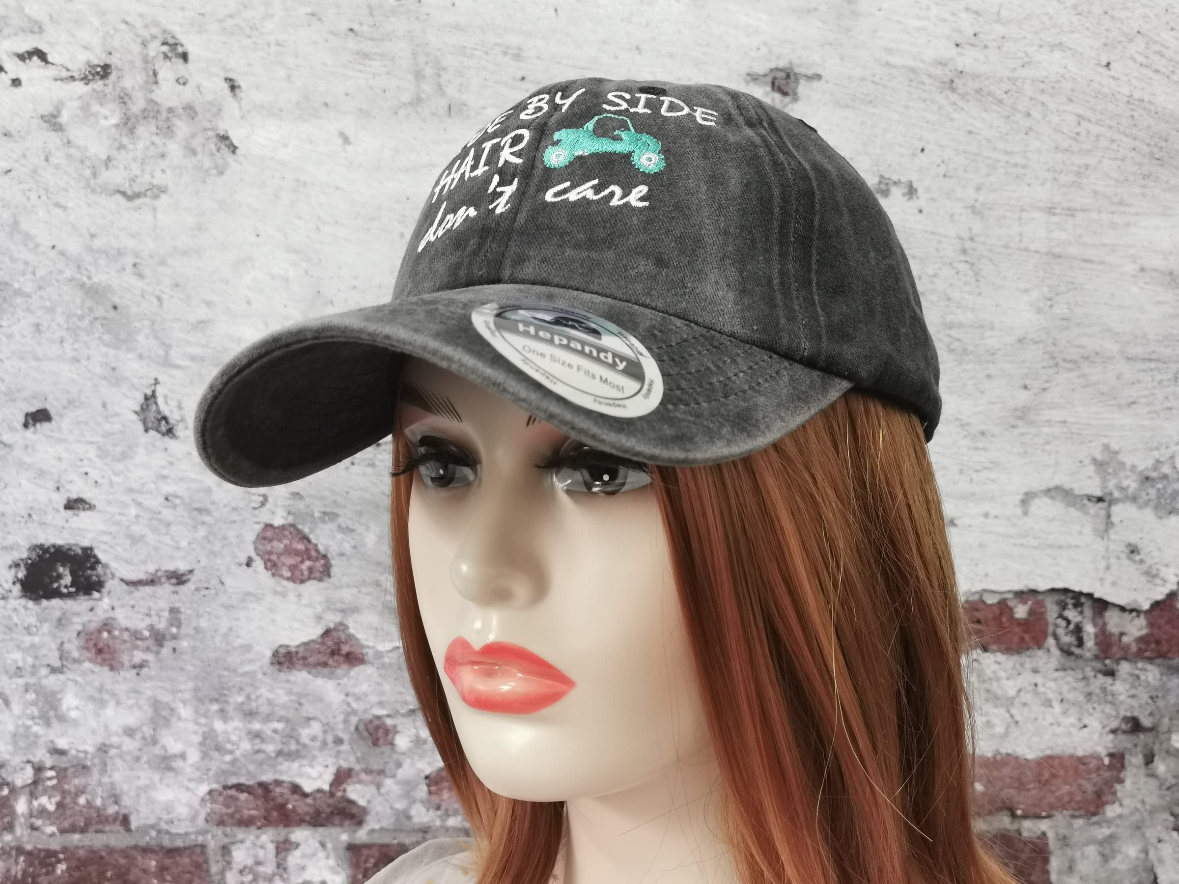 Hepandy Embroidered Side by Side Hair Don't Care Trucker Hat, Embroidery Mesh Baseball Cap for Kids Women Men, Adjustable Dad Hat