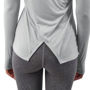 Bestisun Long Sleeve Workout Shirts Activewear Athletic Yoga Tops Gym Clothes Sweatshirt for Women Gray XL