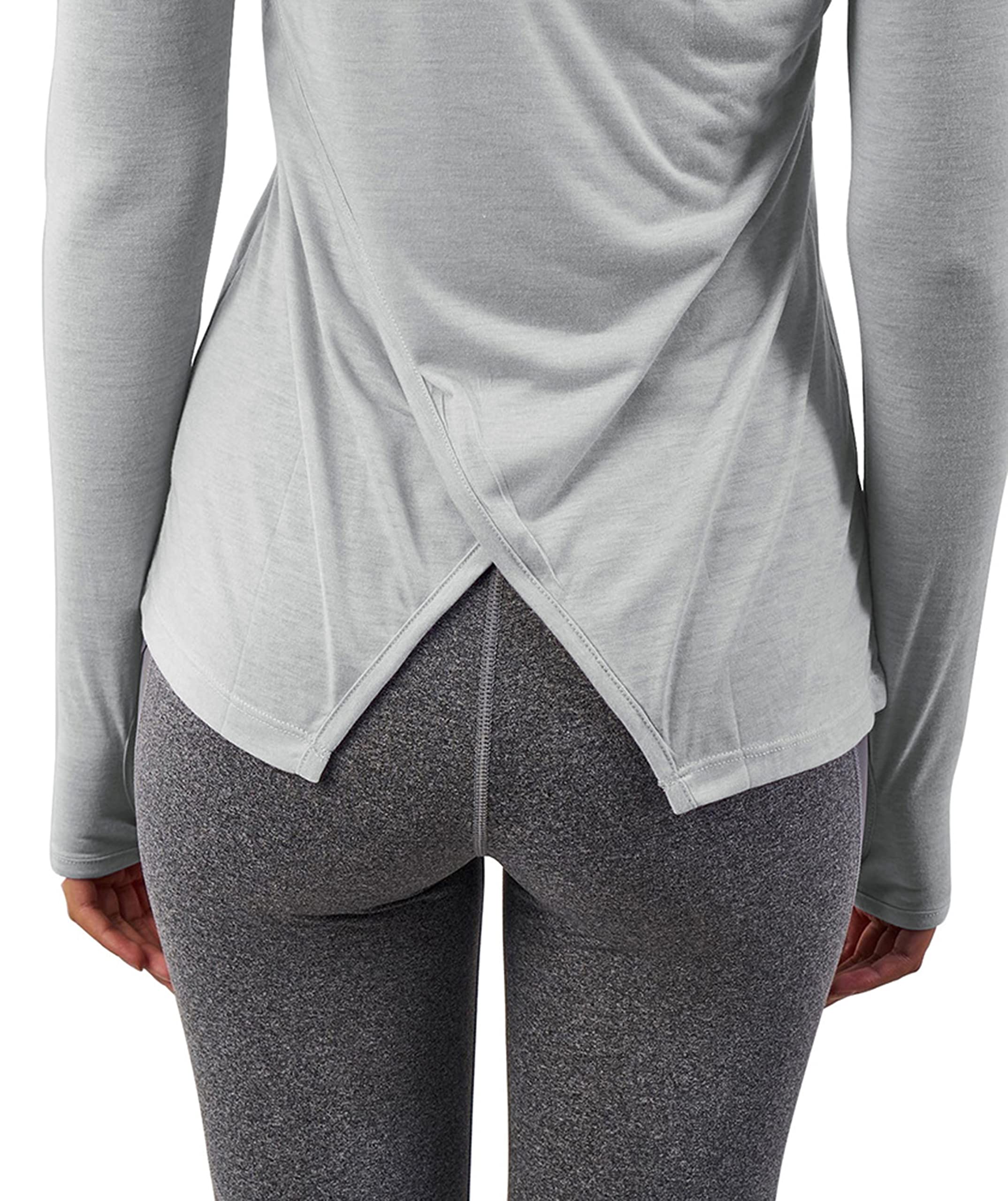 Bestisun Long Sleeve Workout Shirts Activewear Athletic Yoga Tops Gym Clothes Sweatshirt for Women Gray XL