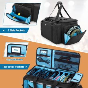 HODRANT Large DJ Gig Bag, Travel DJ Cable File Case with Padded Bottom & Detachable Dividers, DJ Gear Storage Organizer for Microphones, 14" Laptop, Sound Equipment & Music Instrument, Black, Bag Only