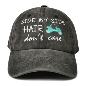 Hepandy Embroidered Side by Side Hair Don't Care Trucker Hat, Embroidery Mesh Baseball Cap for Kids Women Men, Adjustable Dad Hat