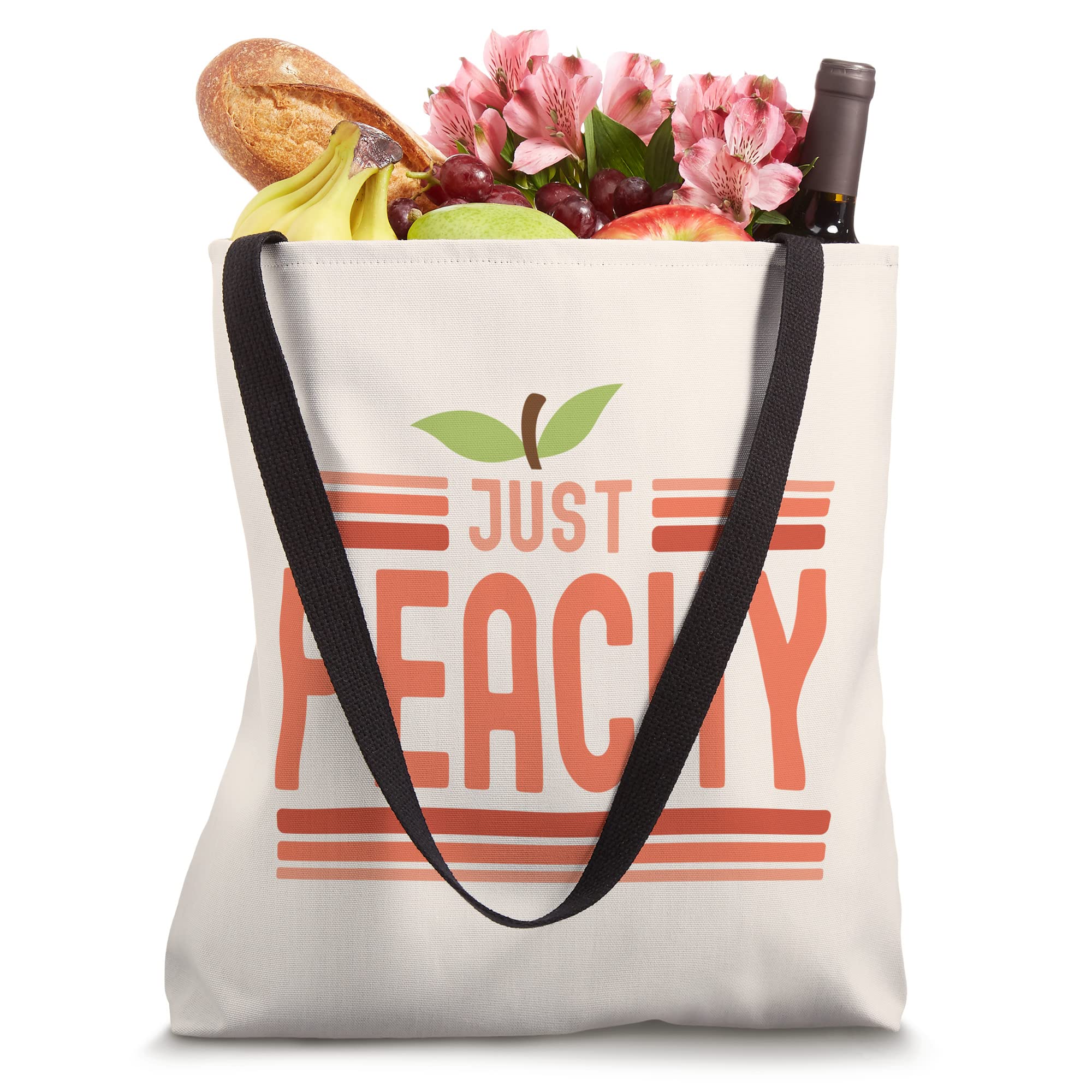 Just Peachy Cute Adorable Summer Peach Food Pun Tote Bag