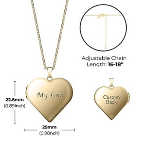 Mighty Dainty Locket Necklace for Women, 18” Jewelry Chain, Picture Inside, Silver, Rose Gold, Gold Filled, Hold pictures with Engraved Name Custom Personalized Girls Ladies Modern Charming Set