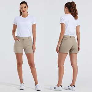 Willit Women's 4.5" Golf Shorts Hiking Athletic Shorts with Pockets Quick Dry Water Resistant Khaki Size 4