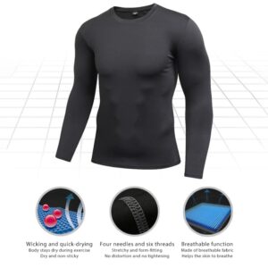 Blaward Men's Compression Shirts Long Sleeve, 1 or 2 Pack Athletic Base-Layer Quick Dry Workout T Shirts Sport Running Tops