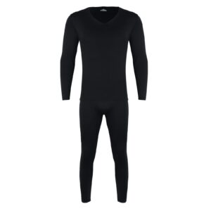 Mens Long Johns Thermal Set Winter Warm Heavyweight Long Johns Base Layer Fleece Lined Base Layer Set(Black,4X-Large)