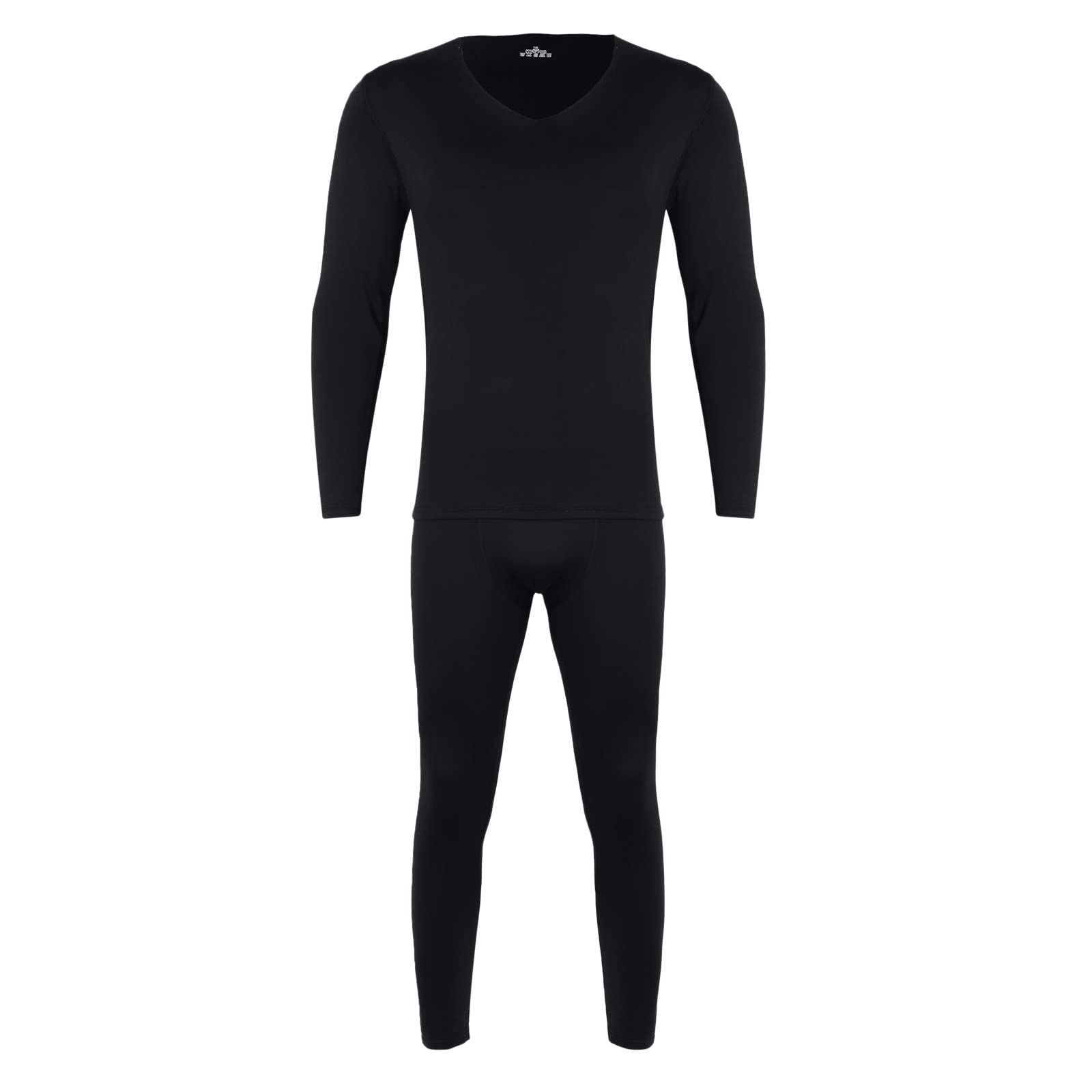 Mens Long Johns Thermal Set Winter Warm Heavyweight Long Johns Base Layer Fleece Lined Base Layer Set(Black,4X-Large)