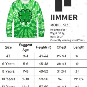 IIMMER Little Boys Girls Fahion St Patty Day Tie Dye Irish Shamrock Long Sleeve Shirt 7-8 Years