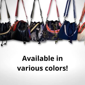 Dallas Hill Designs Crossbody Bucket Purse for Women | Neoprene Handbag | Drawstring Hobo Shoulder Bag | Plus Extra Pouch