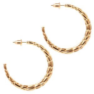 14K Gold Plated Chunky Hoop Earrings, Thick Lightweight Gold Open Hoops Earrings for Women