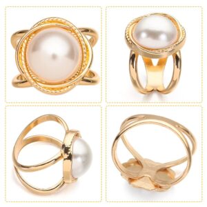 3PCS Elegant Pearl Floral Scarf Ring Clip Camellia Flower Scarf Buckle for Women Scarf Ring Buckle Women Fashion Metal Shawl Clip Buckle Lady Girls Decoration Accessories (28mm) (3, 28)