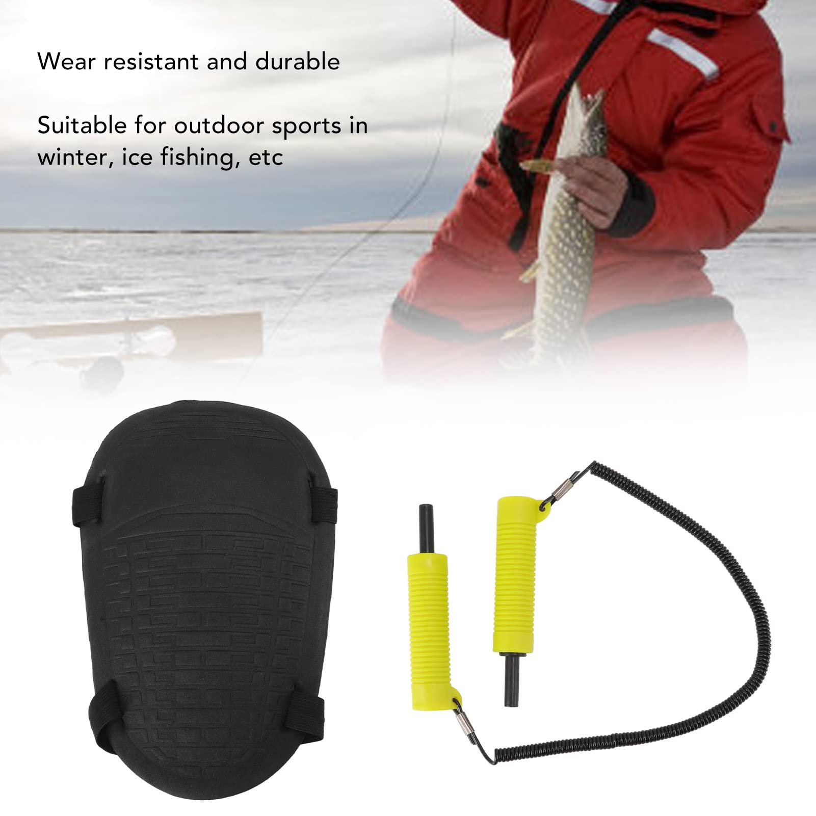 Ice Fishing Security Tool Retractable Ice Picks Hard EVA Knee Pads and Non Nuclear Whistle for Protection Outdoor (Yellow) Other Fishing Tools and Accessories