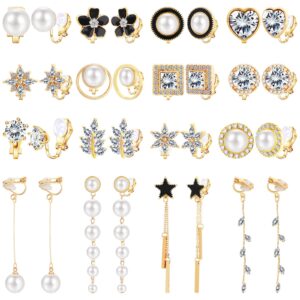 NEWITIN 16 Pairs Clip On Earrings for Women Dangle Drop Earrings Multiple Cute Earrings Charming Fashion Earrings Non Piercing Clip on Earrings for Women