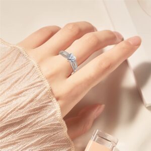 STARNNY Promise Rings for Her Sterling Silver Heart Shaped Engagement Rings 925 Sterling Silver Size5