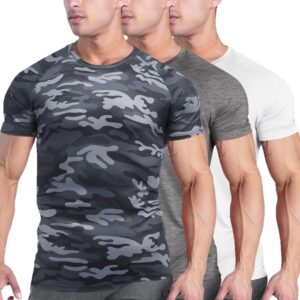 COOFANDY Men 3 Pack Workout Shirt Short Sleeve Gym Bodybuilding Muscle Shirts Base Layer Fitness Tee Top