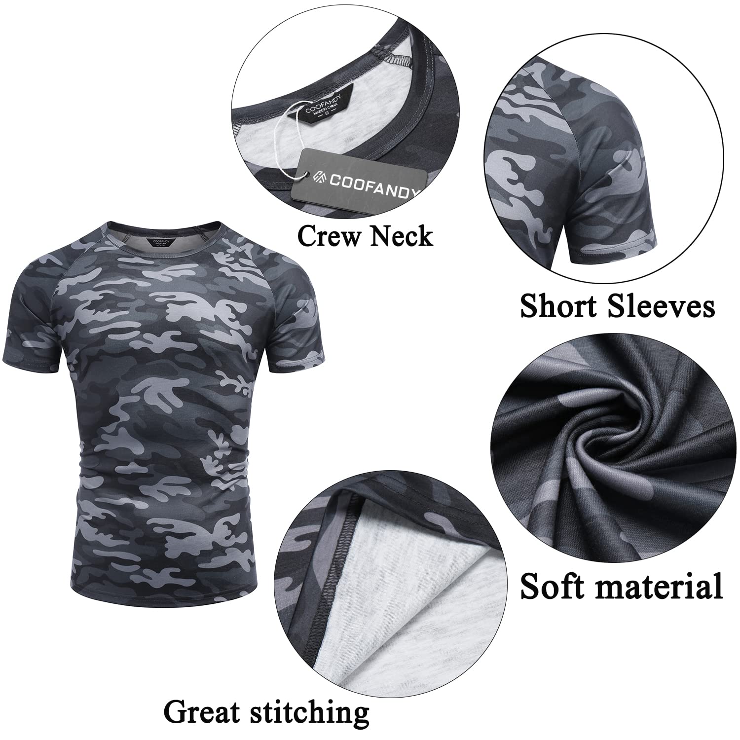 COOFANDY Men 3 Pack Workout Shirt Short Sleeve Gym Bodybuilding Muscle Shirts Base Layer Fitness Tee Top