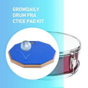 GrowDaily Drum Practice Pad for drumming drum pad and sticks 12 In,Sided With 2 Pairs/4 Maple 5A Drum Sticks & Storage Bag (Blue)