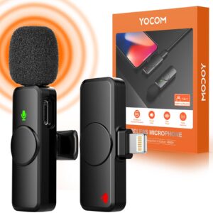 YOCOM Wireless Lavalier Lapel Microphone for iPhone, iPad, Professional Ultra-Low Delay Recording Mics with Noise Reduction Chip for 4-6H Long Creat Time, Live Stream, Interviews