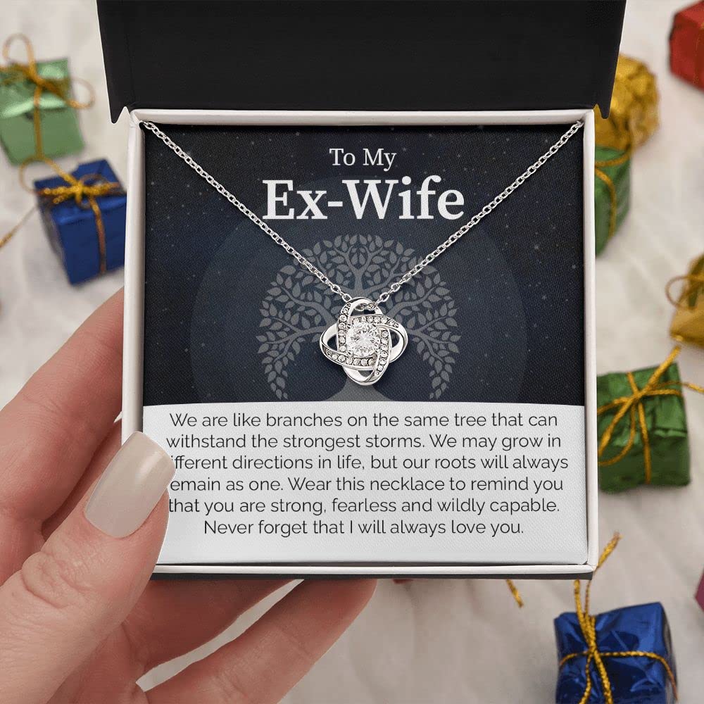 Jewelayer To My Ex-Wife Necklace, Beautiful Best Ex Wife Jewelry Gift On Her Anniversary/Birth Day Or Christmas Day From Ex Husband, Love Knot Necklace Funny Ex-Wife Jewelry Gift, Surprise Gift Idea