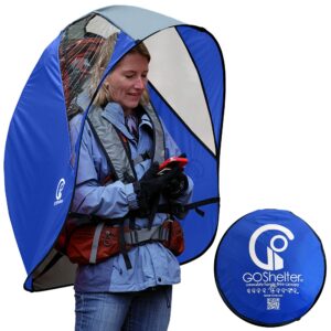 goshelter - wearable umbrella hands free umbrella for adults, umbrella backpack wearable shade backpack canopy, wearable canopy - made in usa - blue