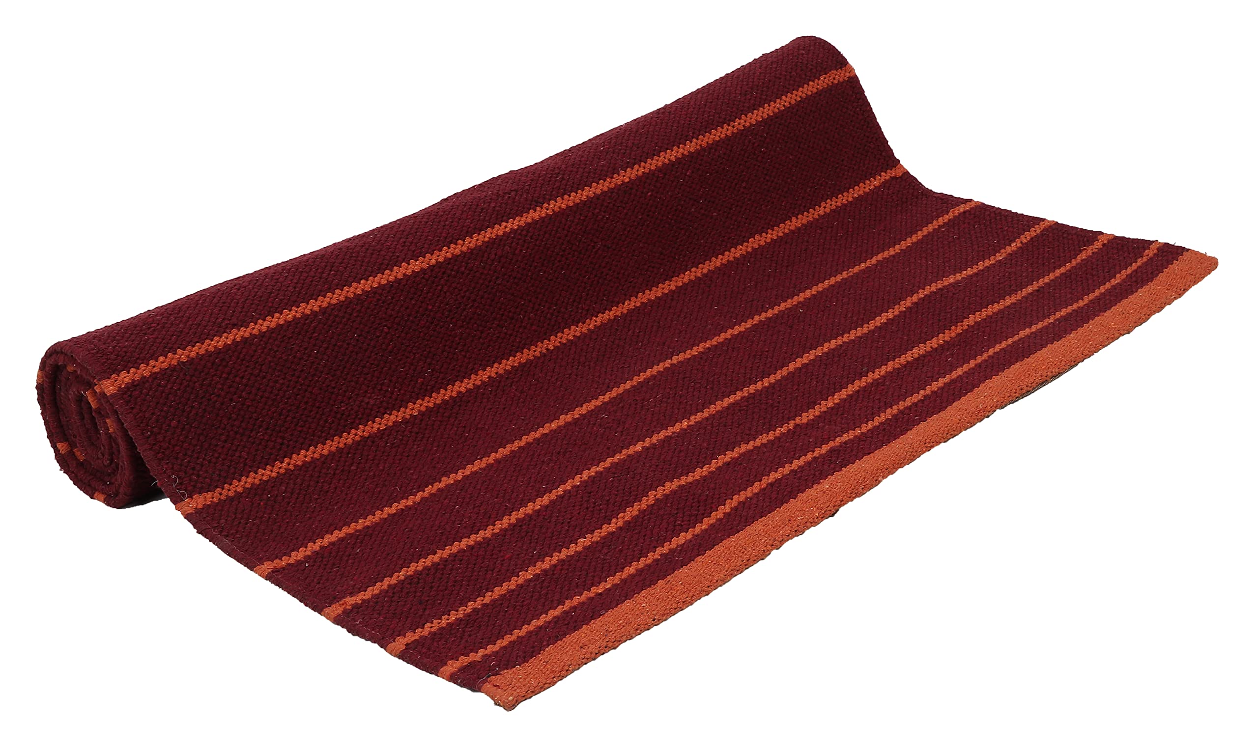 KD Yoga Rug Blanket Convert Plastic Yoga Mat to Eco Friendly 100% Cotton Reipping with Corner Pocket (Red-Orange)